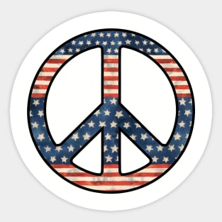 American Flag Peace Sign Sticker